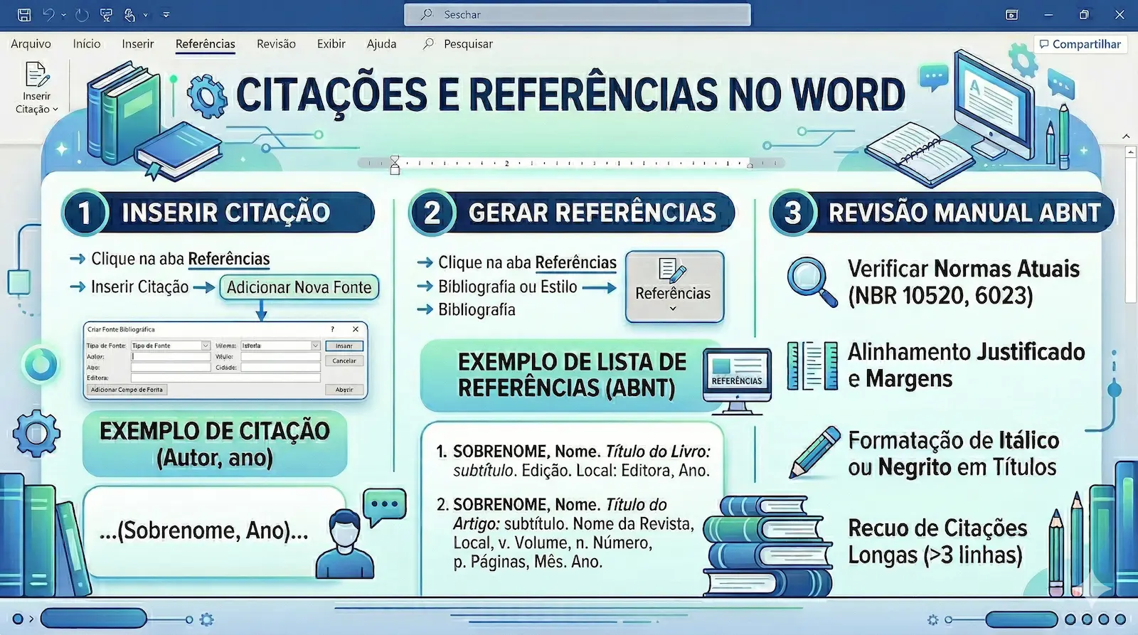 como inserir citações e gerar referências no Word conforme normas ABNT passo a passo
