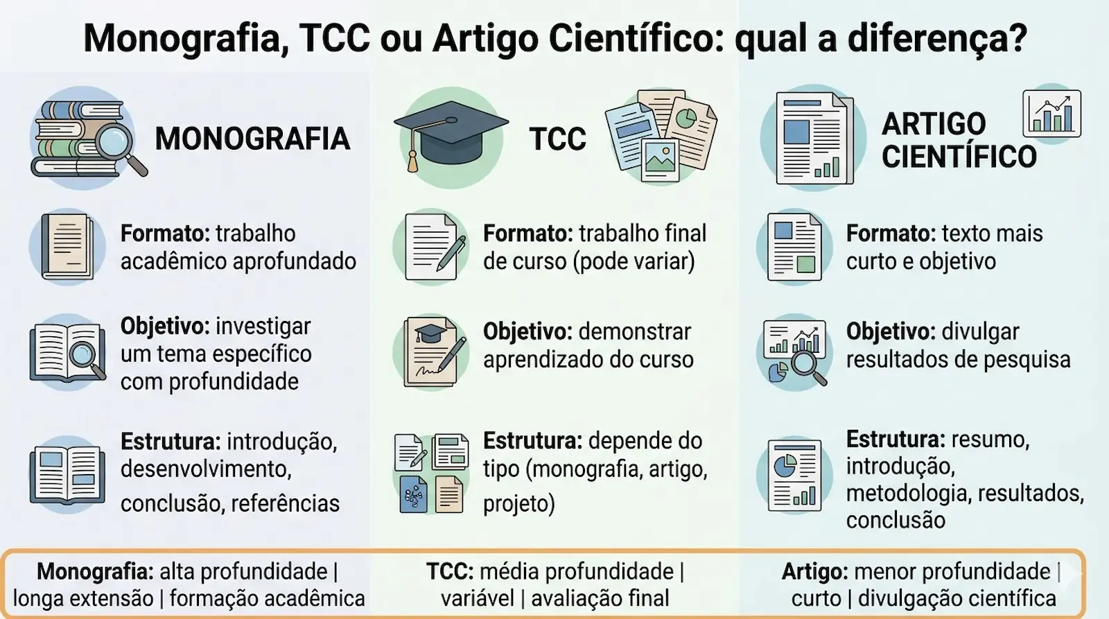 Diferença entre monografia TCC e artigo científico em trabalhos acadêmicos