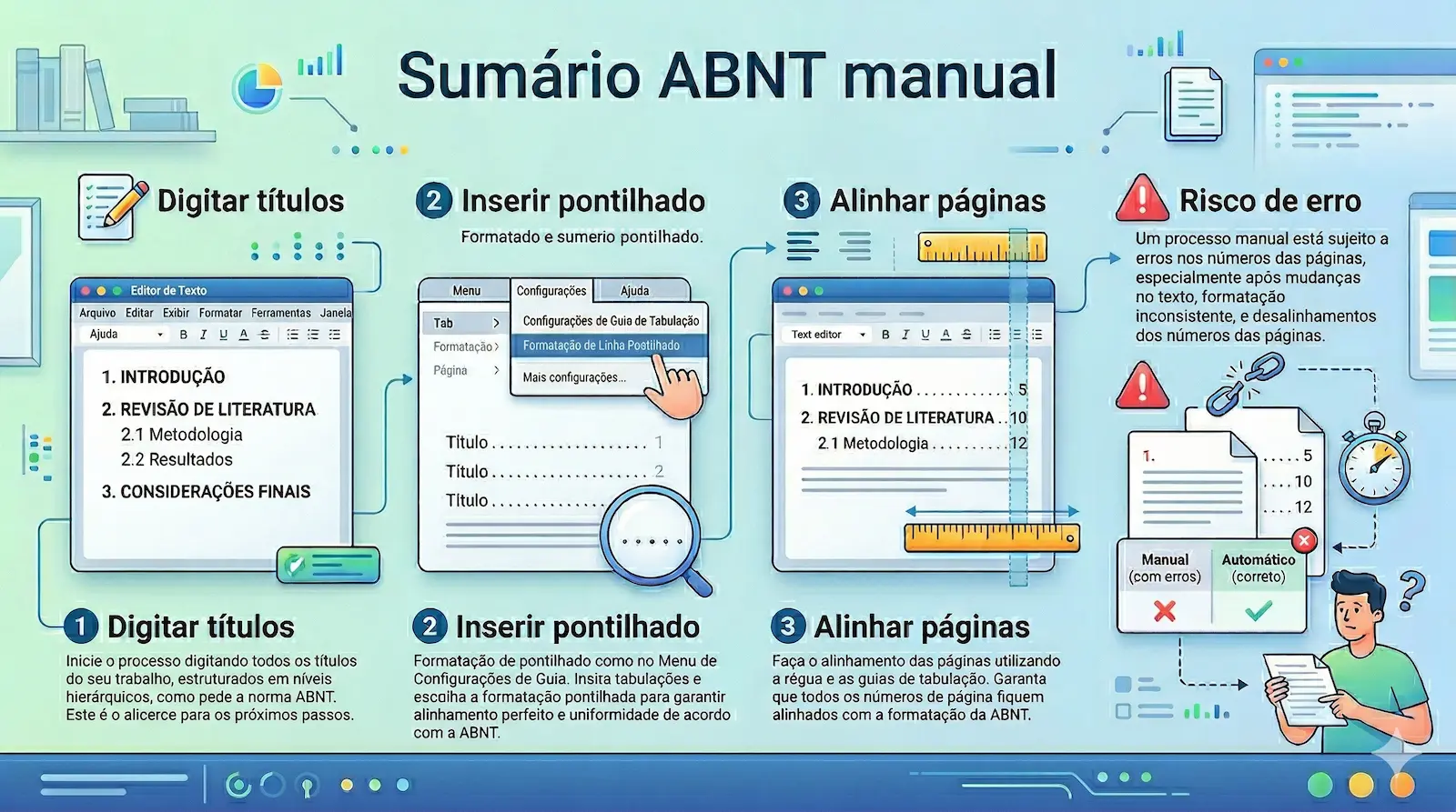 como fazer sumário ABNT manual passo a passo com pontilhado alinhamento e numeração de páginas