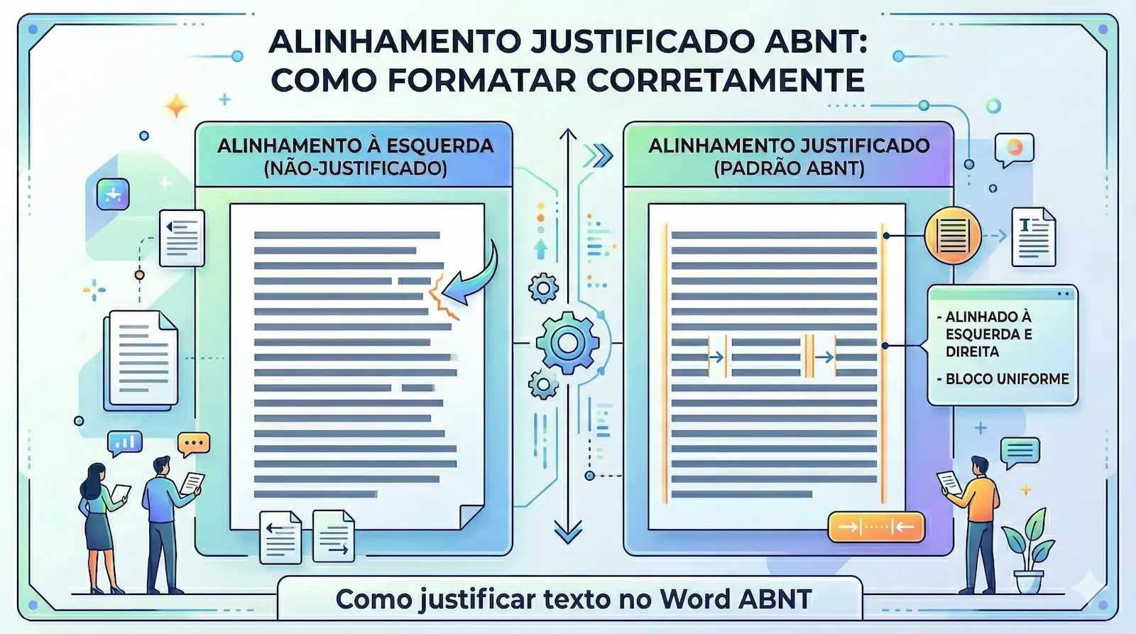 alinhamento justificado no parágrafo ABNT com texto alinhado à esquerda e à direita