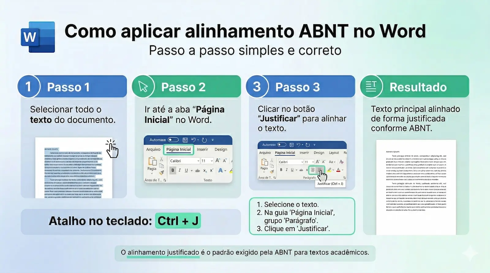 como aplicar alinhamento justificado no Word usando botão justificar