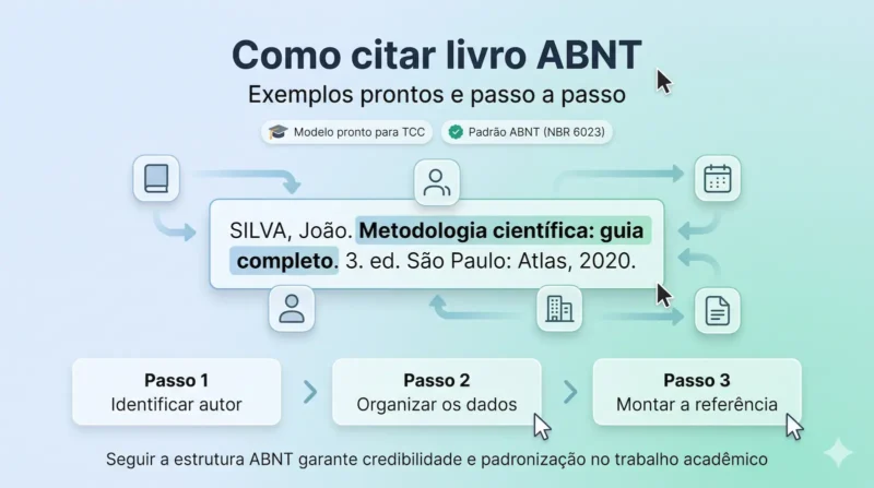 Como citar livro ABNT: exemplos prontos, estrutura correta e passo a passo