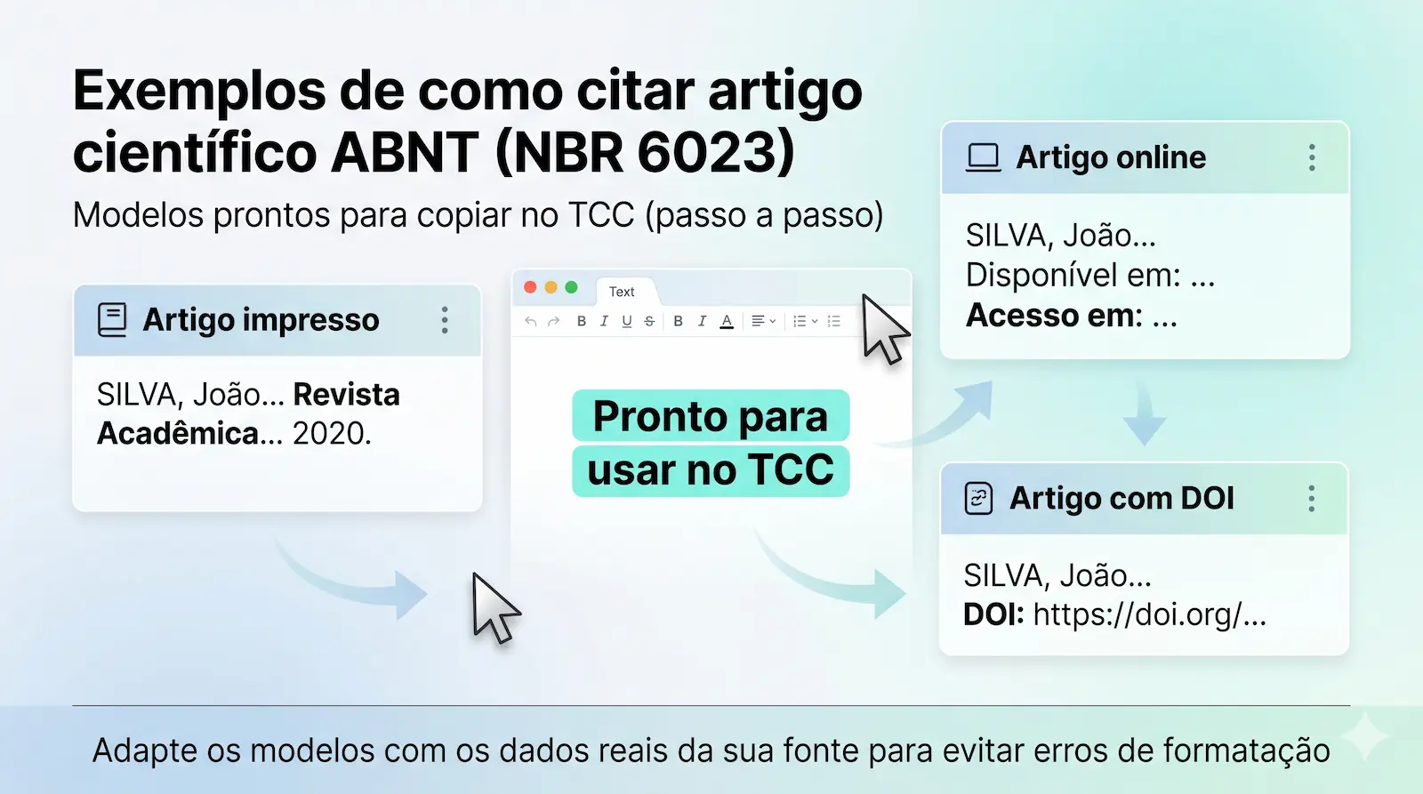 exemplos de referência de artigo científico ABNT impresso online e com DOI