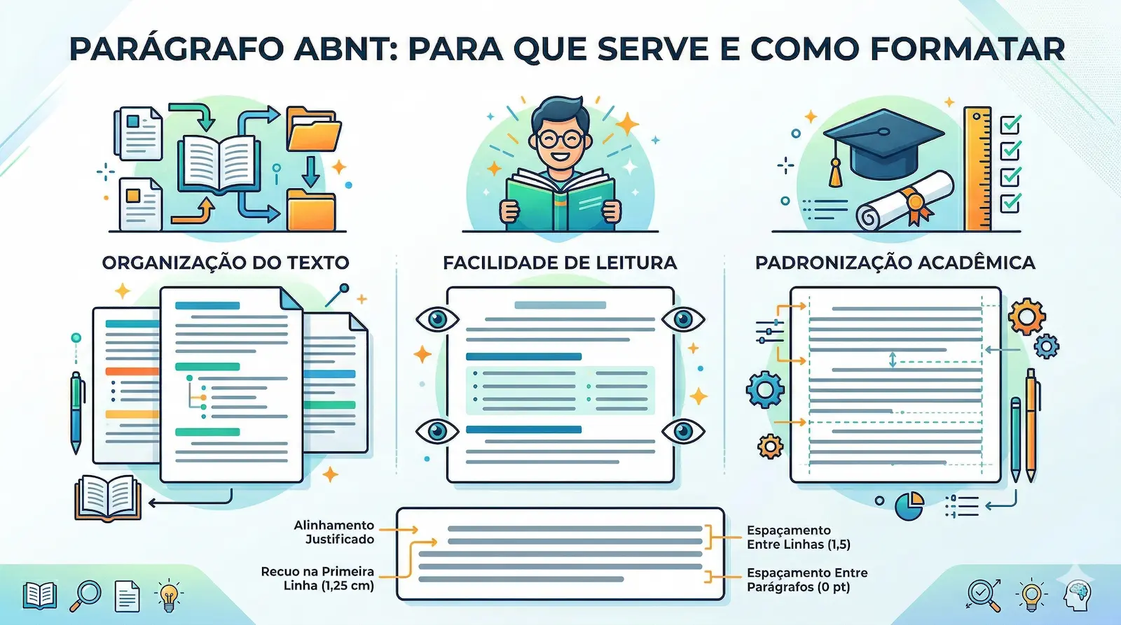 função do parágrafo ABNT na organização leitura e padronização do texto acadêmico