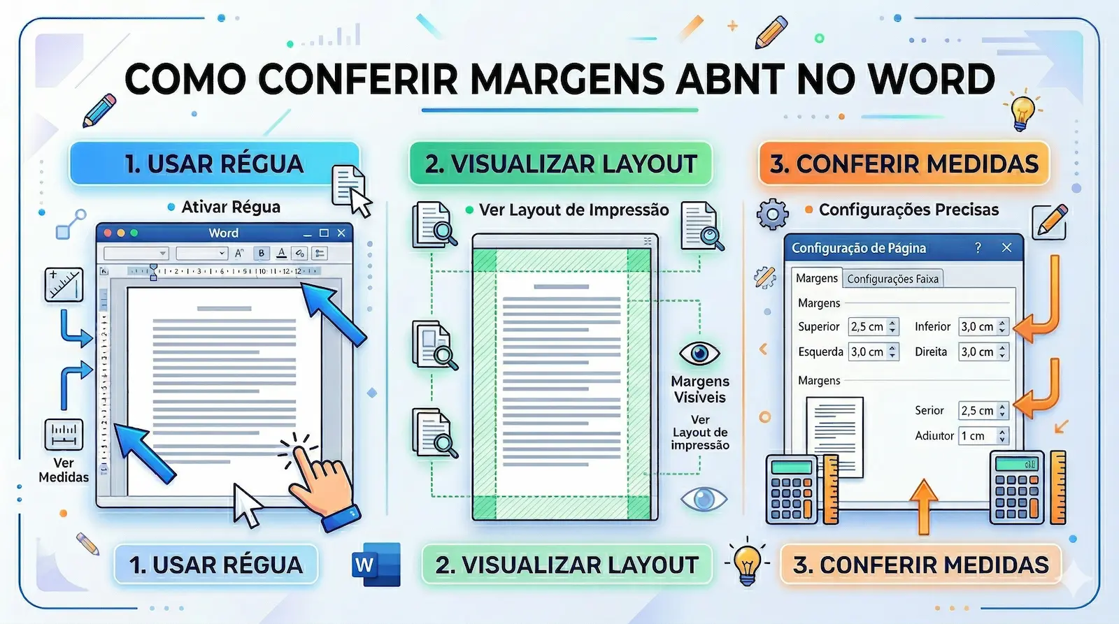 como verificar margens ABNT no Word usando régua e visualização de layout