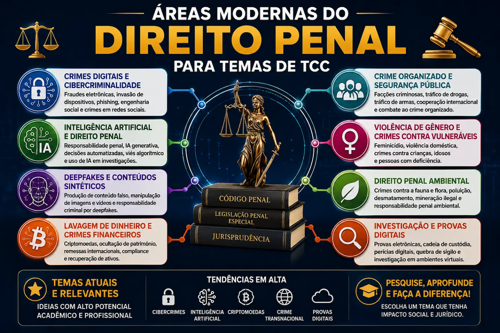 Áreas modernas do Direito Penal para temas de TCC