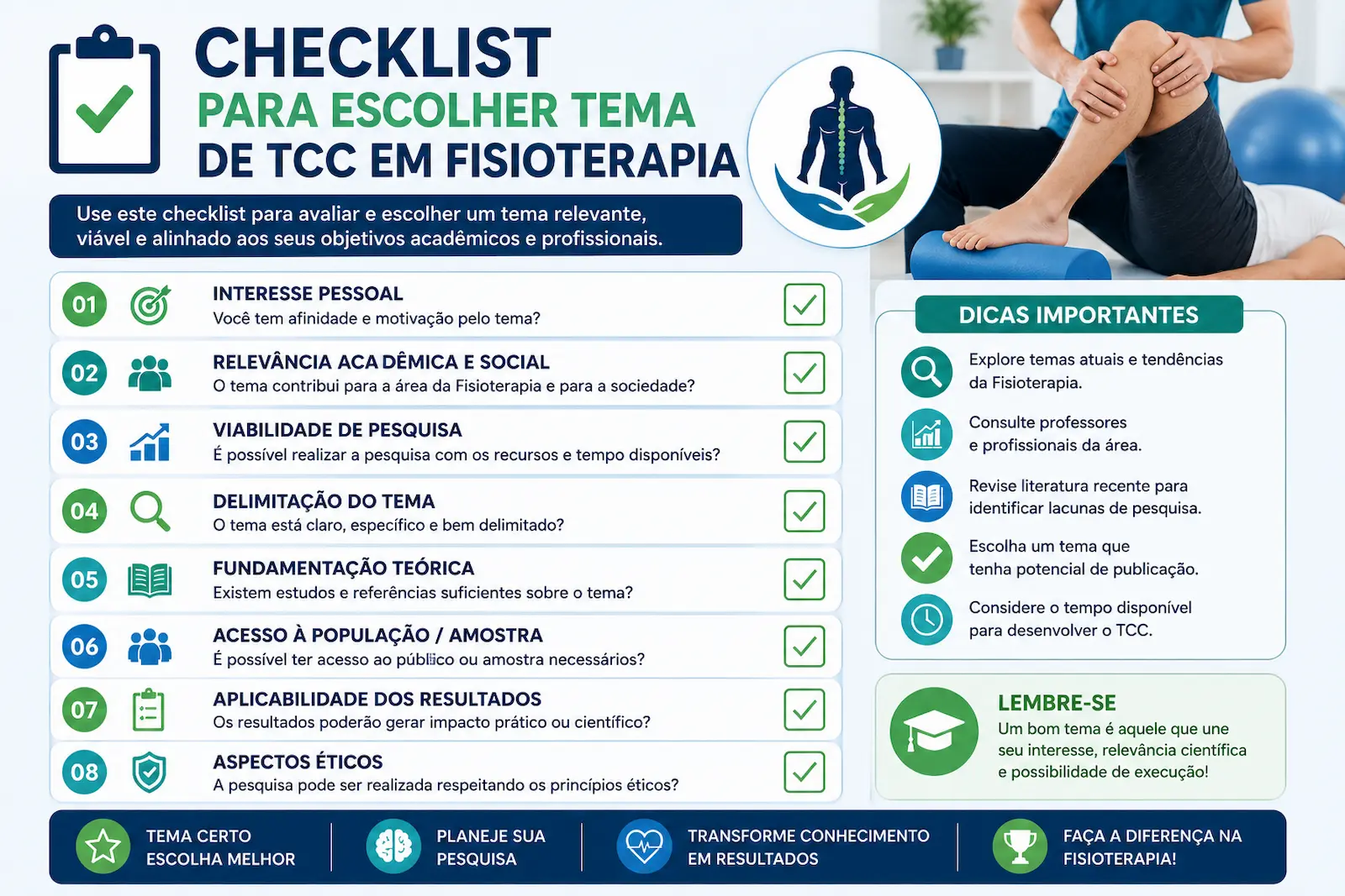 Checklist para escolher tema de TCC em Fisioterapia