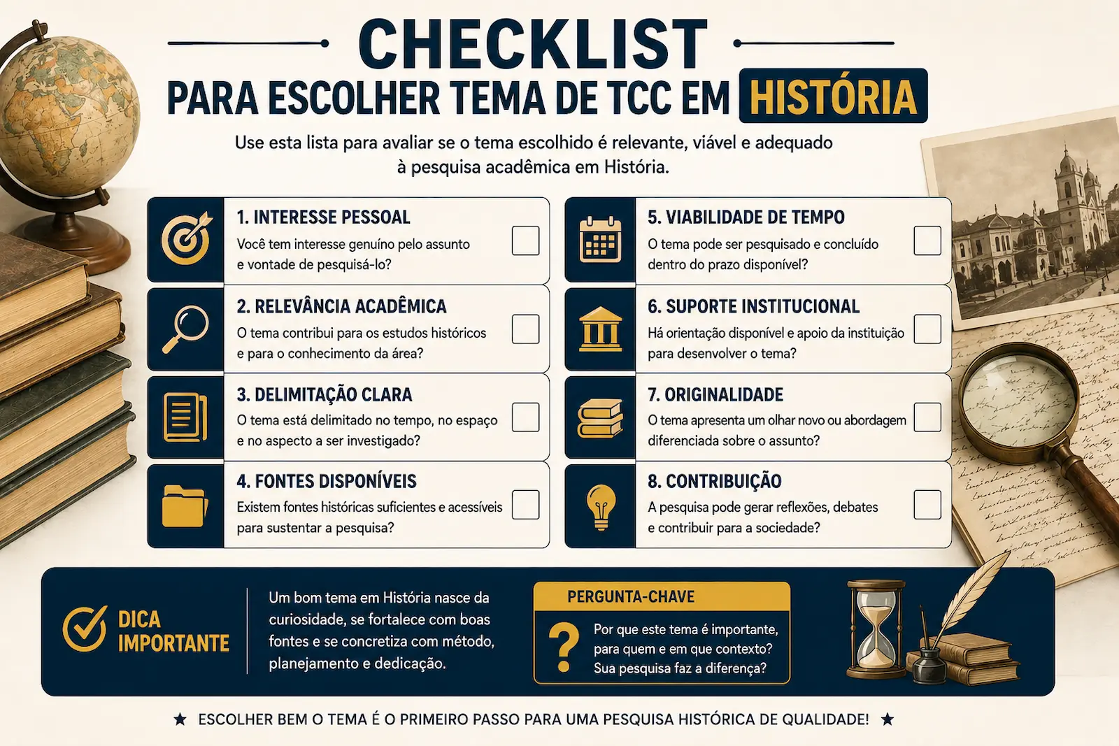Checklist para escolher tema de TCC em História