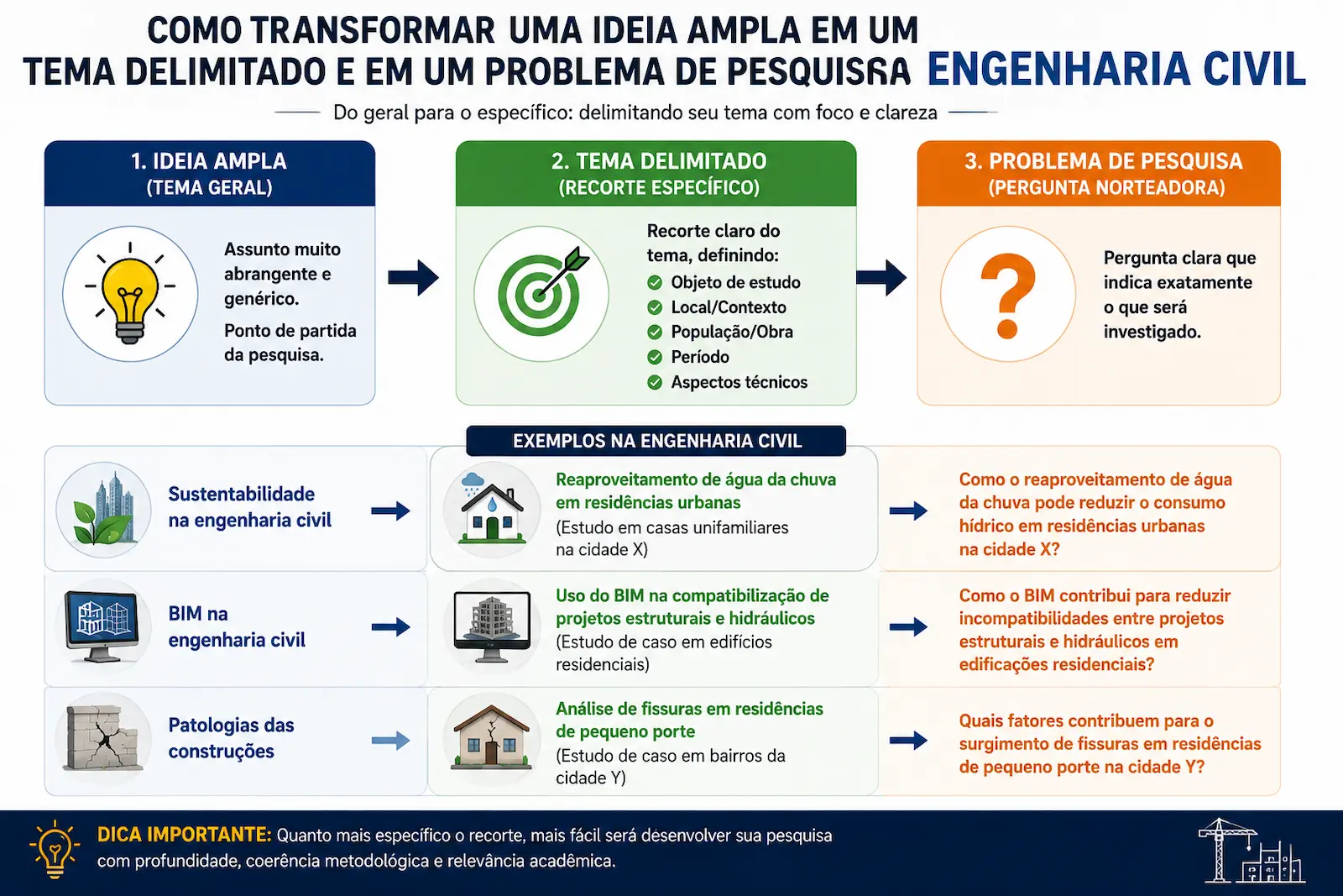 Exemplo de delimitação de tema para TCC de engenharia civil