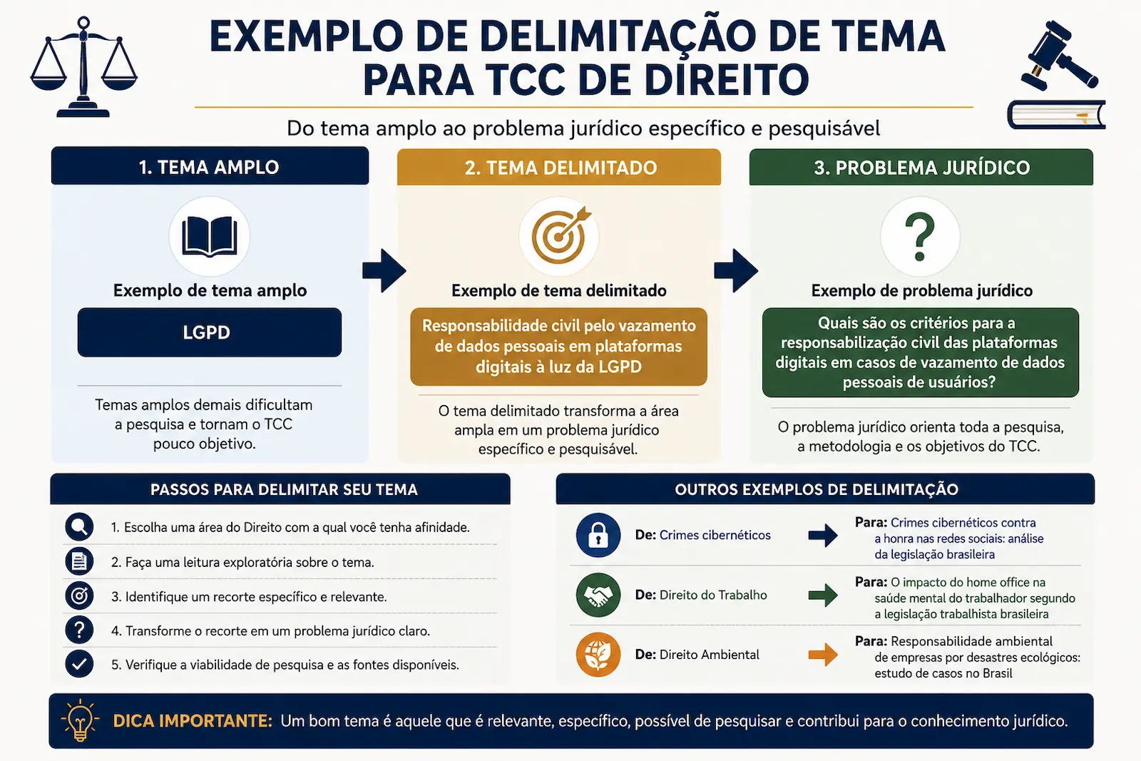 Exemplo de delimitação de tema para TCC de Direito