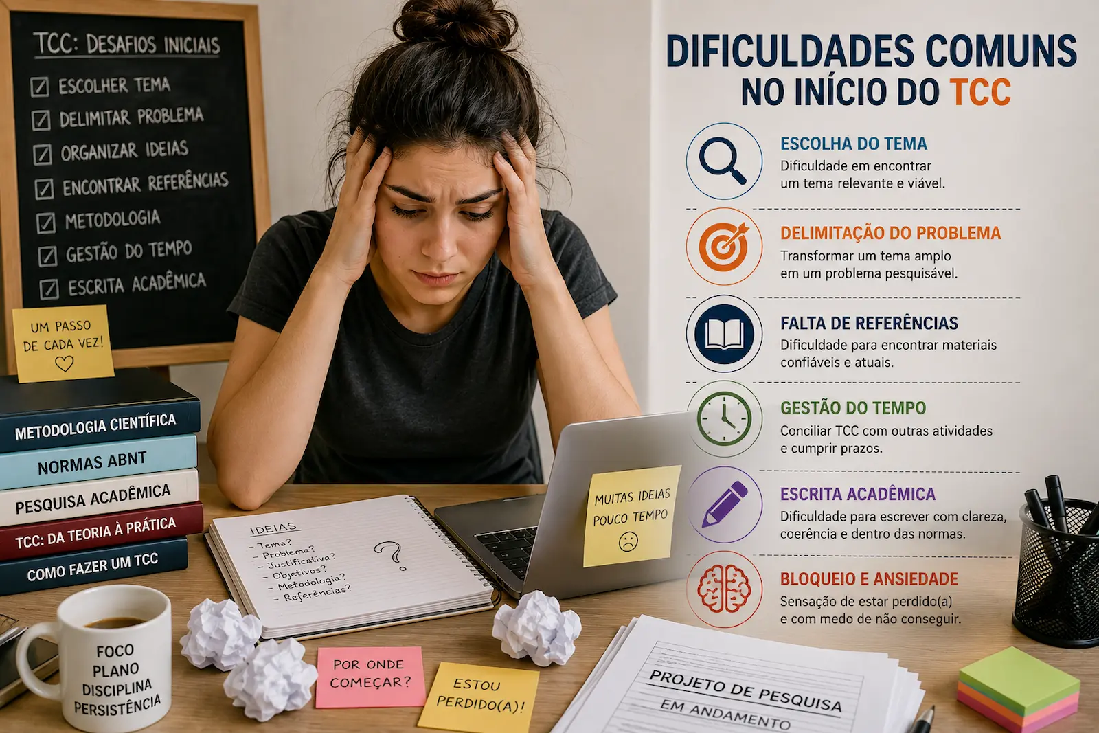 Dificuldades comuns enfrentadas por estudantes no início do TCC