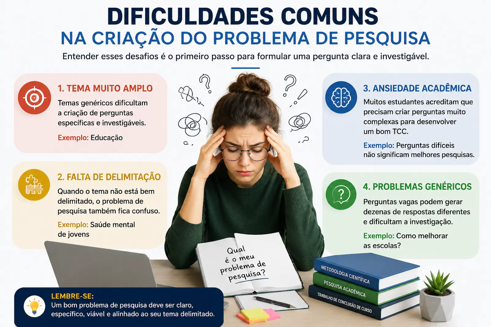 Dificuldades comuns na criação do problema de pesquisa