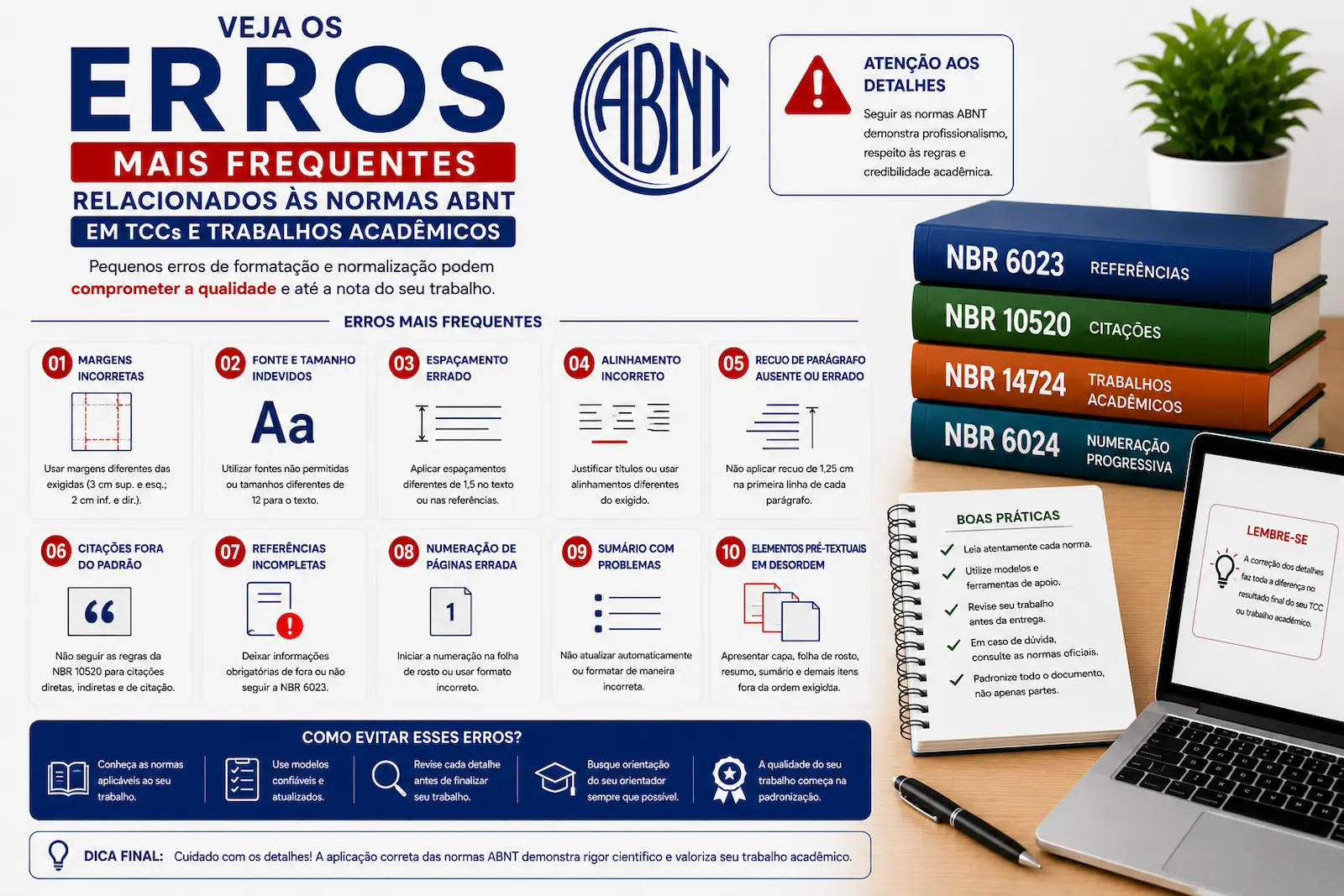 erros mais comuns nas normas ABNT em trabalhos acadêmicos