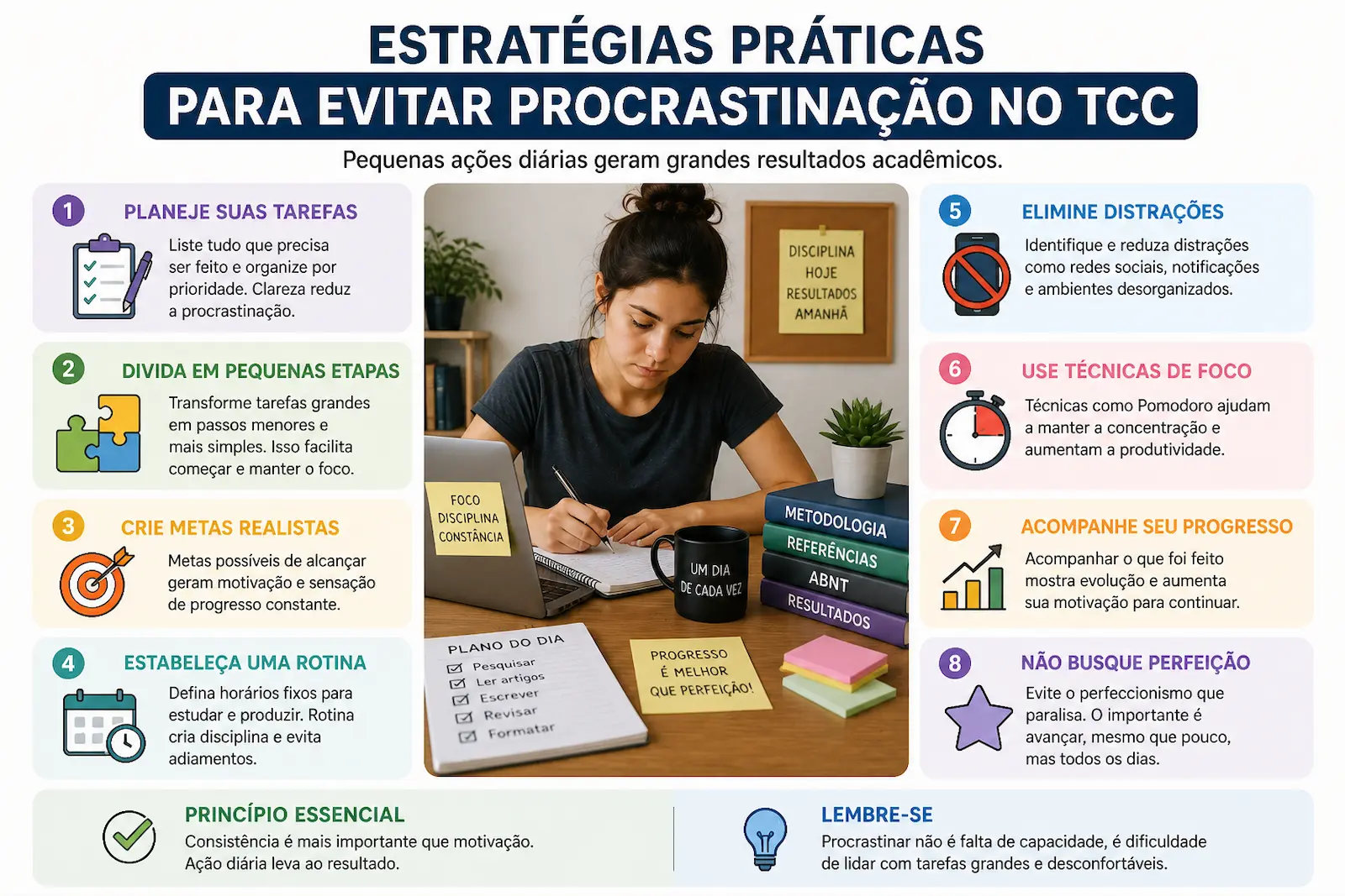 Estratégias práticas para evitar procrastinação no TCC