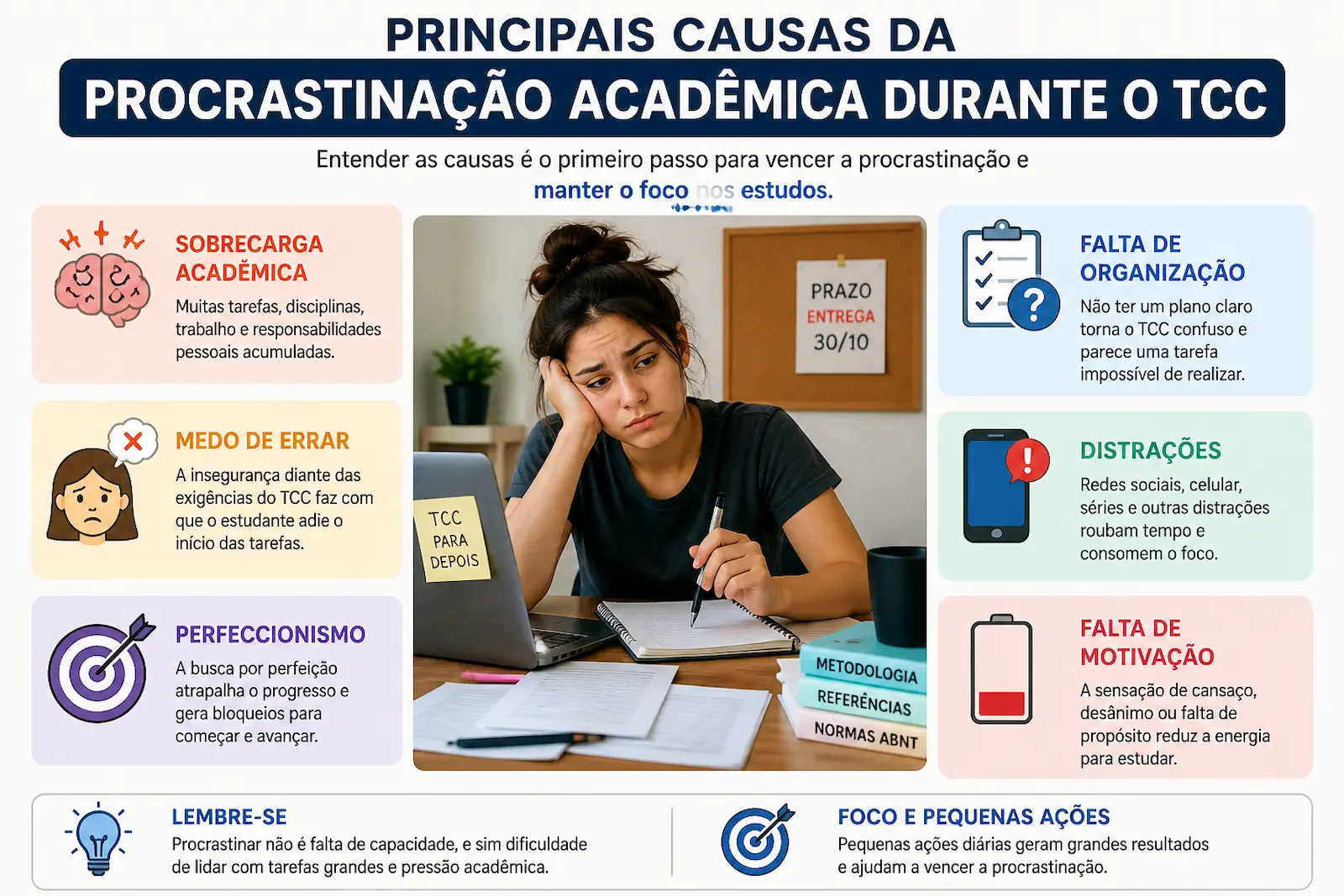 Principais causas da procrastinação acadêmica durante o TCC