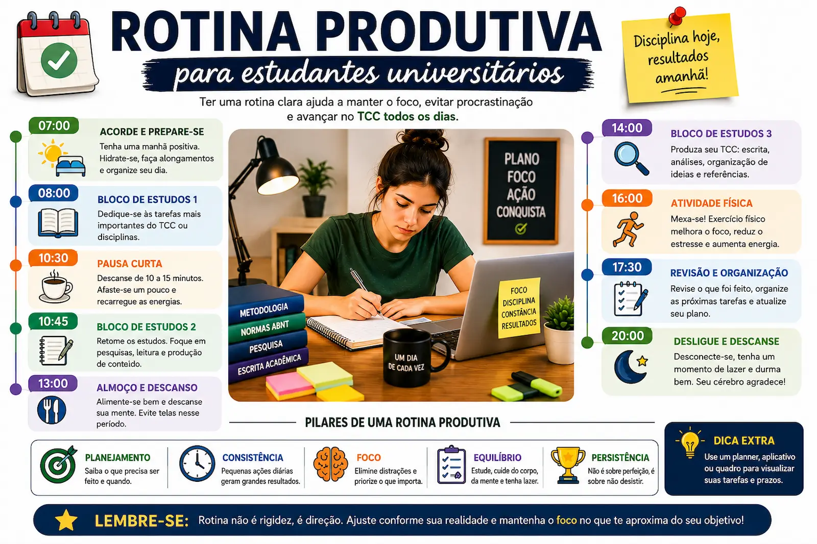 Rotina produtiva para estudantes universitários
