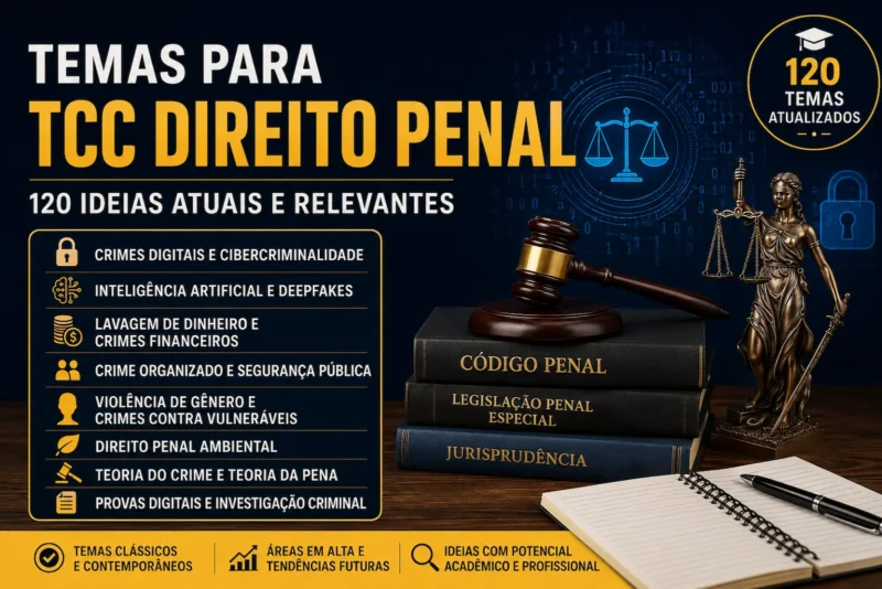 Temas para TCC Direito Penal: 120 ideias atuais, relevantes e organizadas por áreas