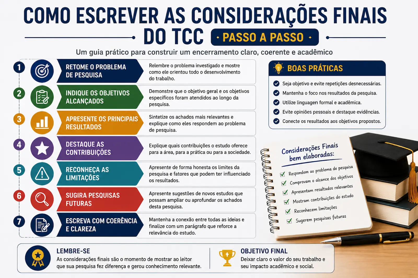Fluxograma completo mostrando o passo a passo para escrever as considerações finais do TCC