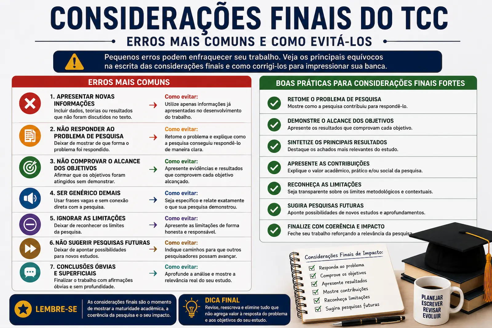 Erros mais comuns nas considerações finais do TCC e como corrigi-los