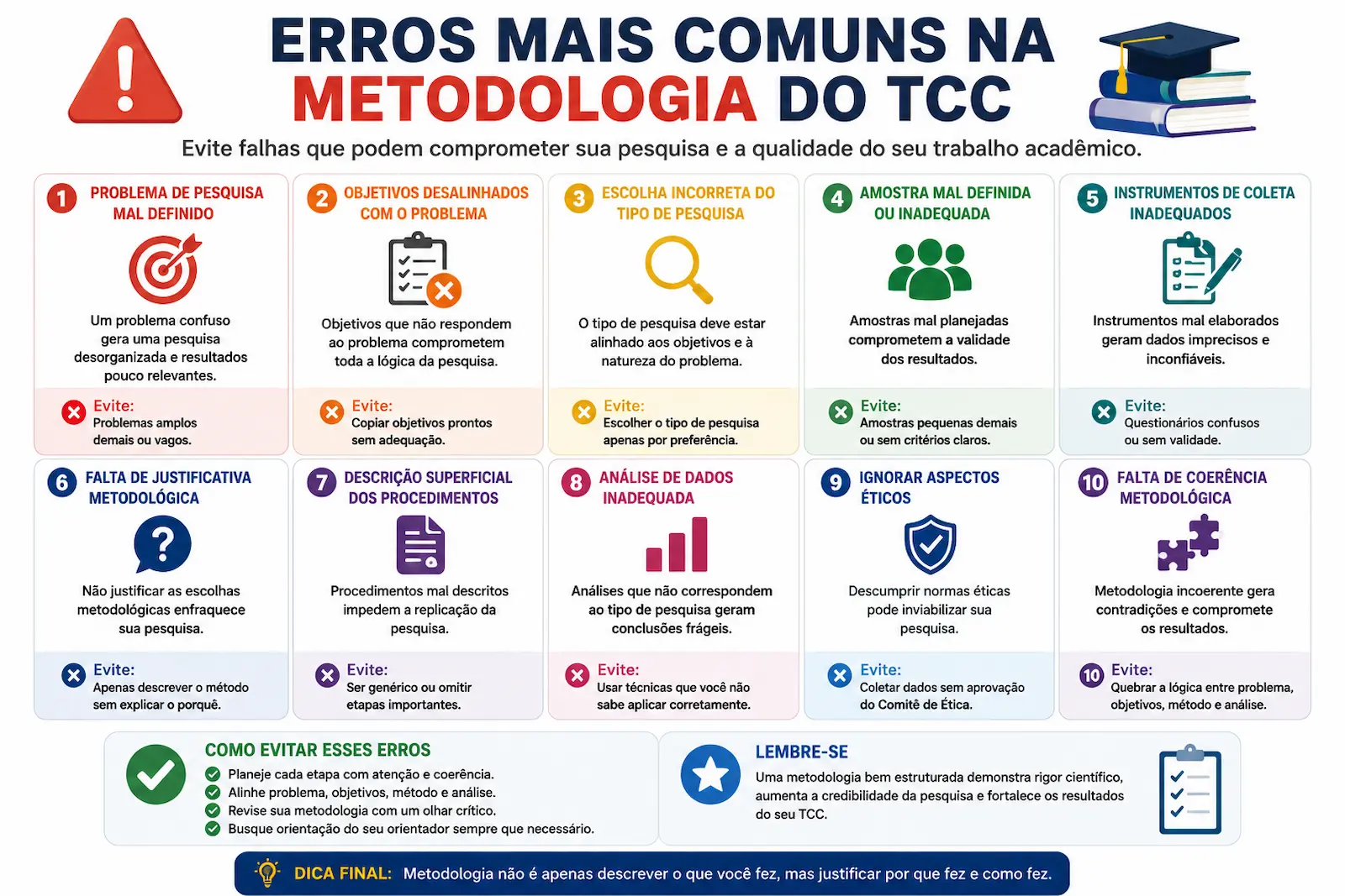 Erros mais comuns na metodologia do TCC