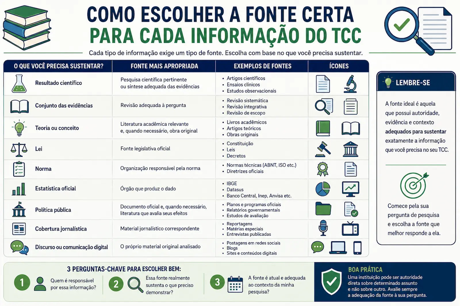 Como escolher a fonte certa para cada informação do TCC