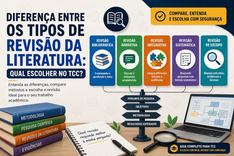 Diferença entre os tipos de revisão da literatura: qual escolher no TCC?