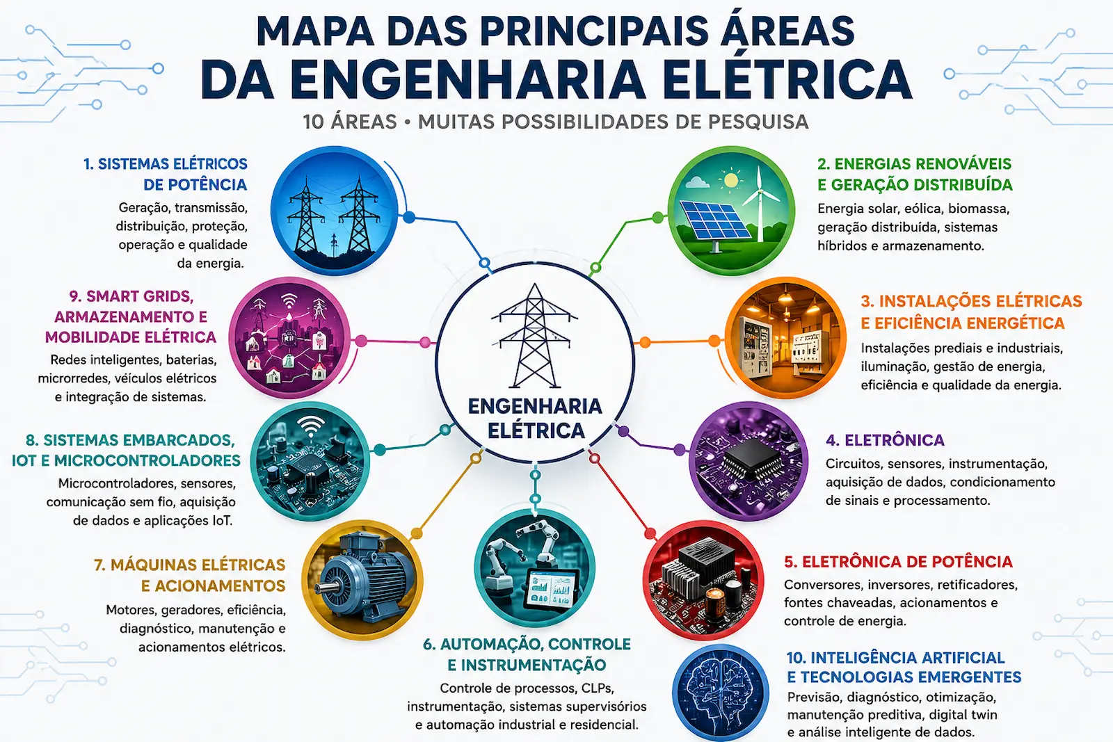 Mapa das principais áreas da Engenharia Elétrica