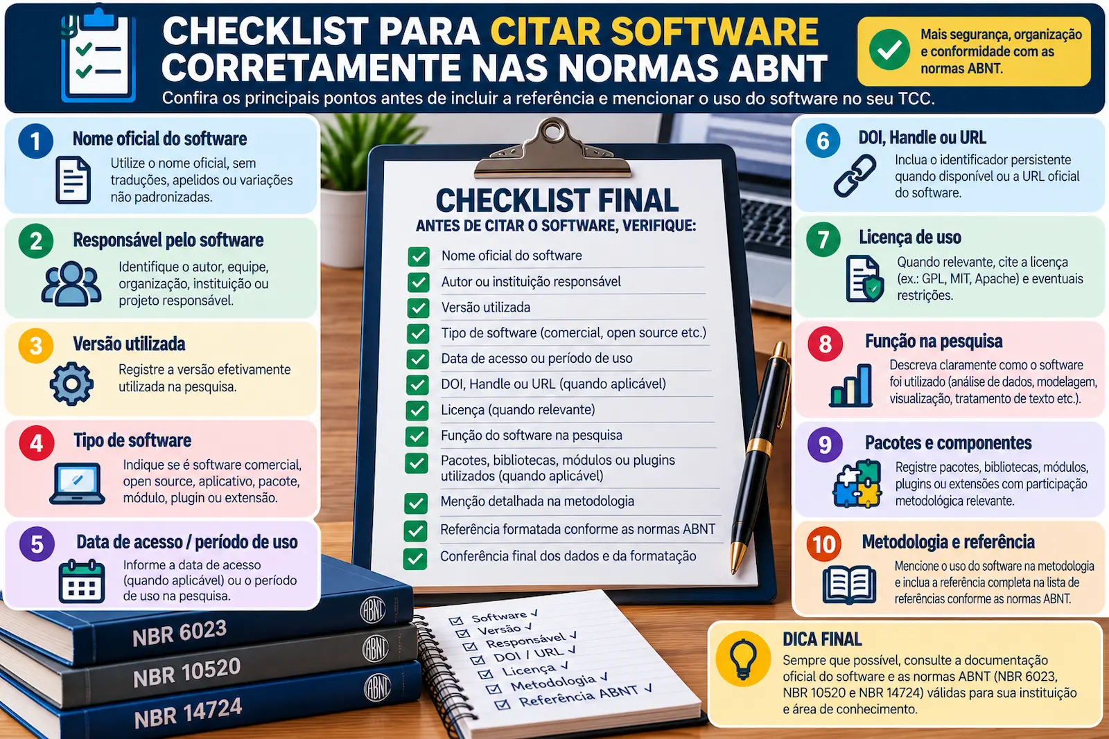 Checklist para citar software corretamente nas normas ABNT