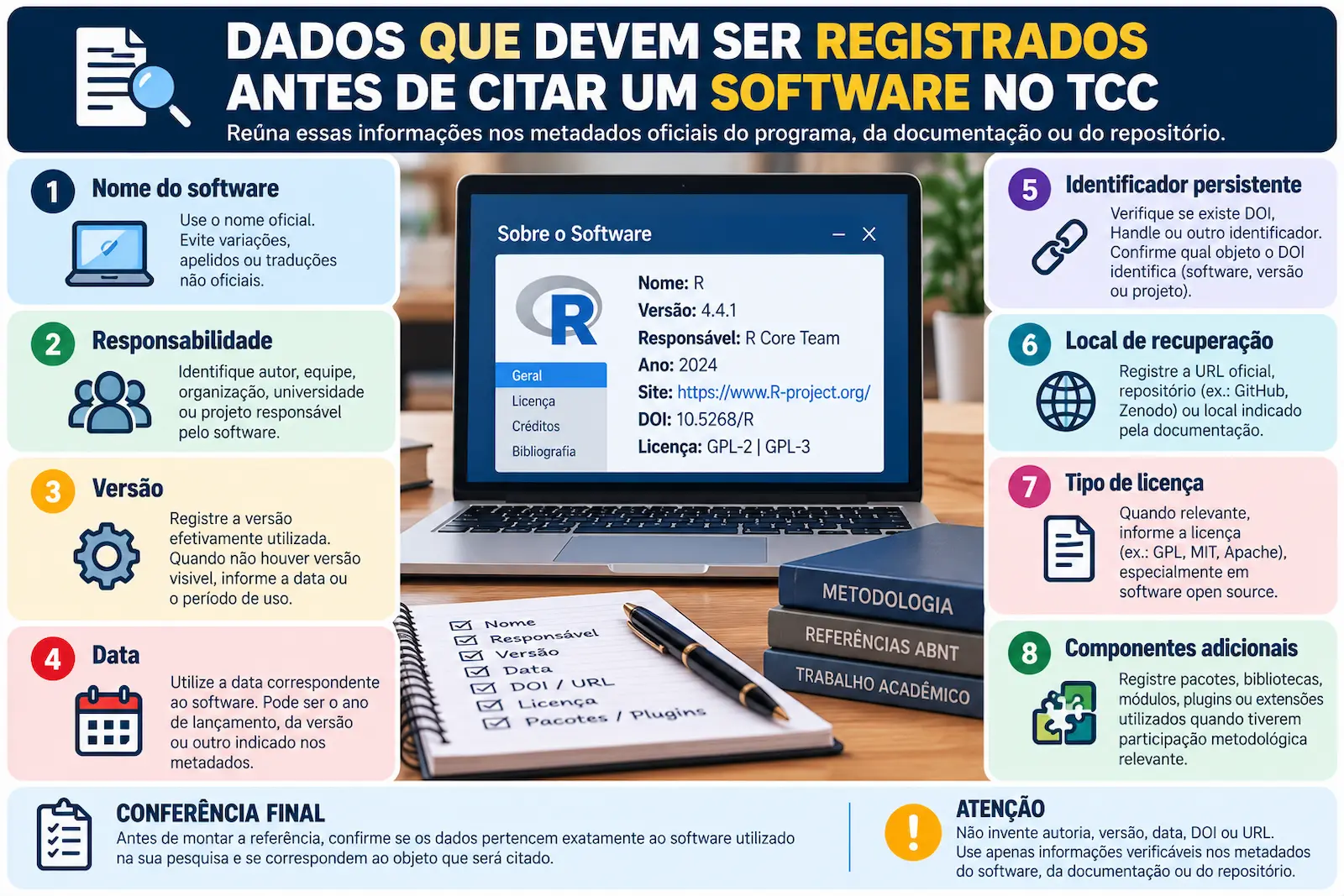 Dados que devem ser registrados antes de citar um software no TCC