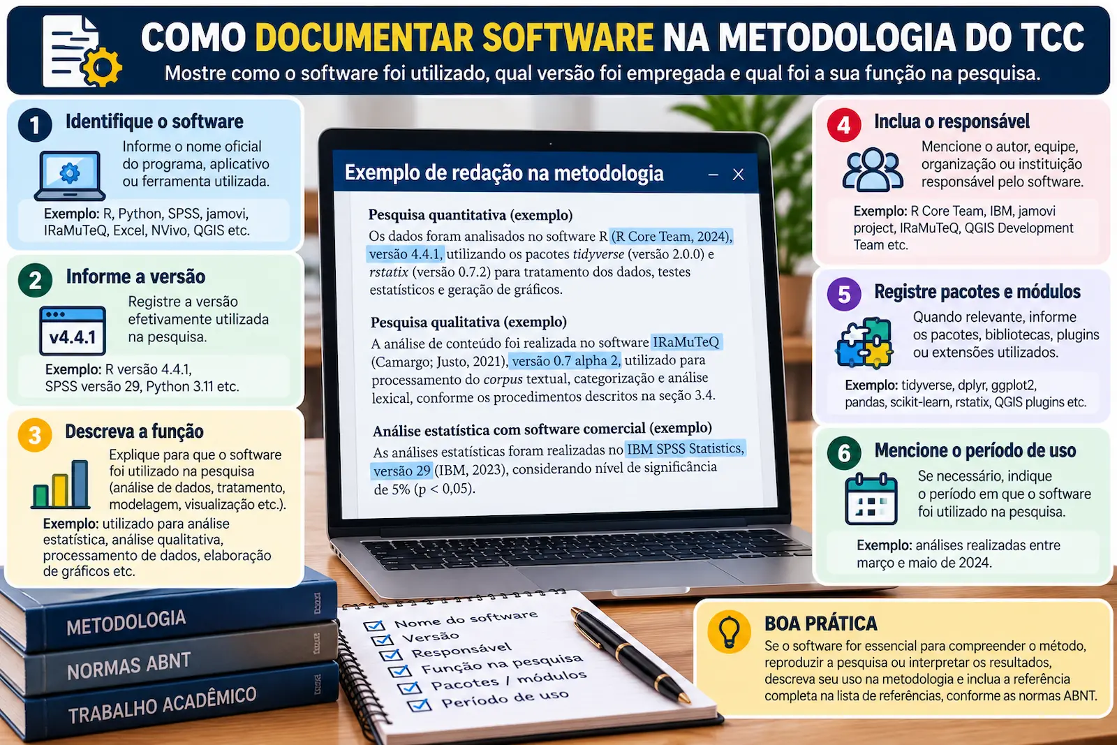Como documentar software utilizado na metodologia de um TCC