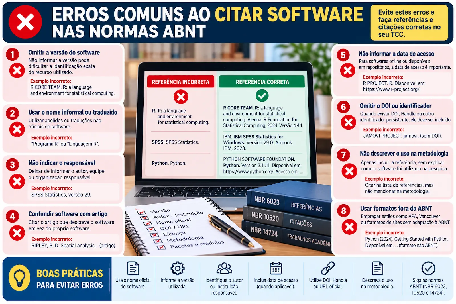 Erros comuns ao citar software nas normas ABNT