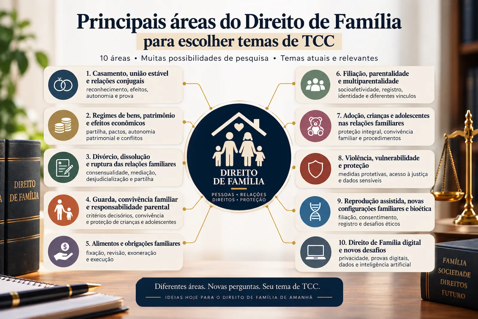 Principais áreas do Direito de Família para escolher temas de TCC