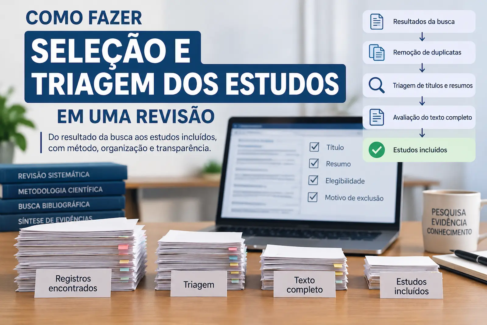 Seleção e triagem dos estudos em uma revisão científica