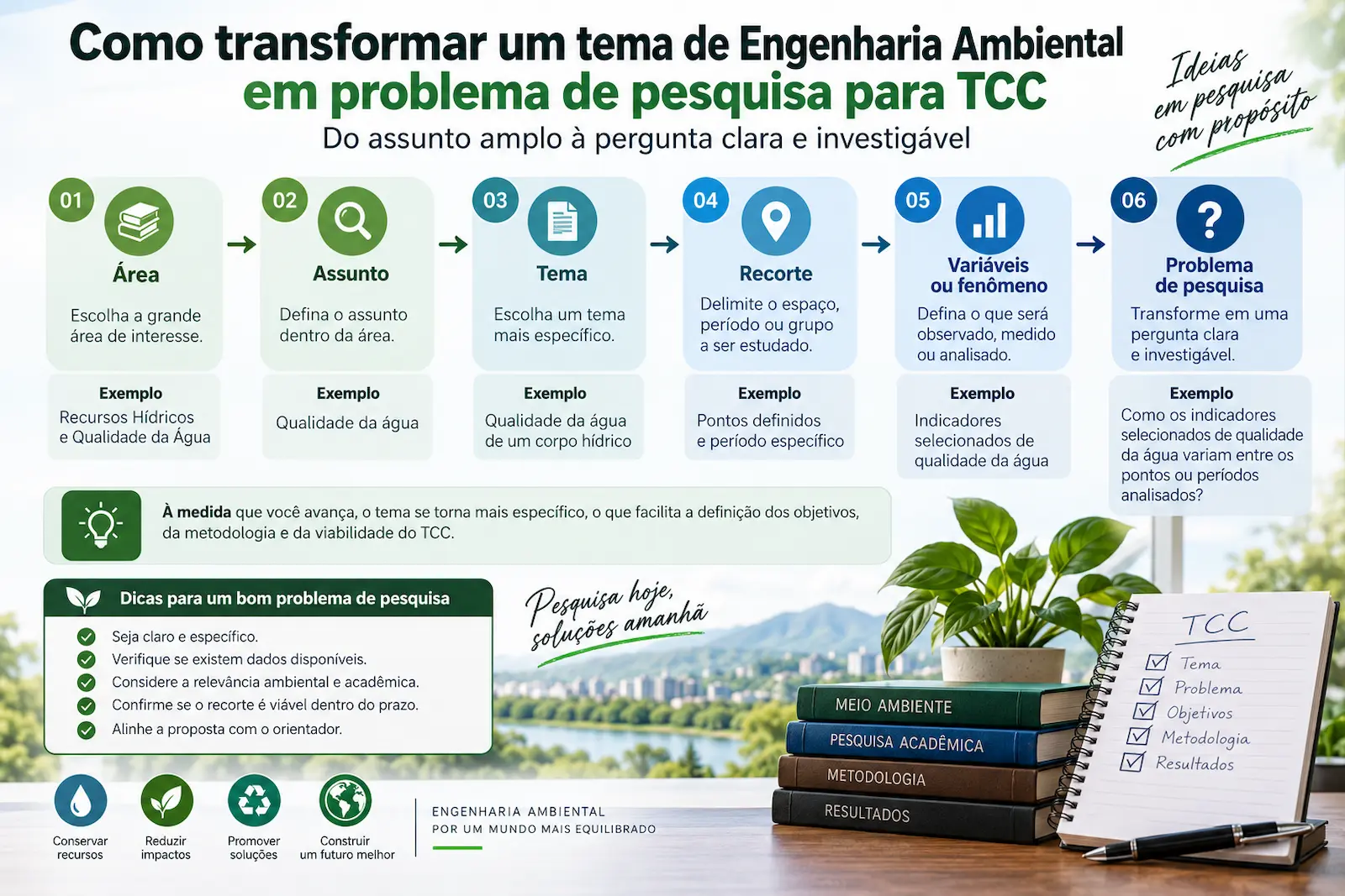 Como transformar um tema de Engenharia Ambiental em problema de pesquisa para TCC