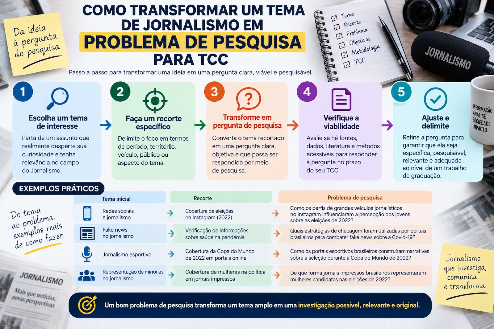 Como transformar um tema de Jornalismo em problema de pesquisa para TCC