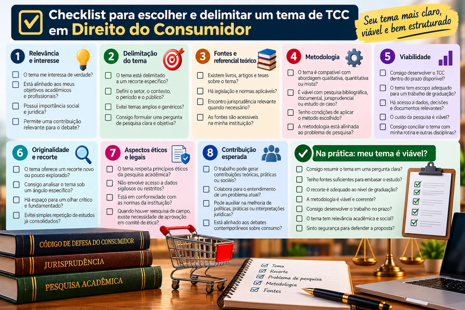 Checklist para escolher e delimitar um tema de TCC em Direito do Consumidor