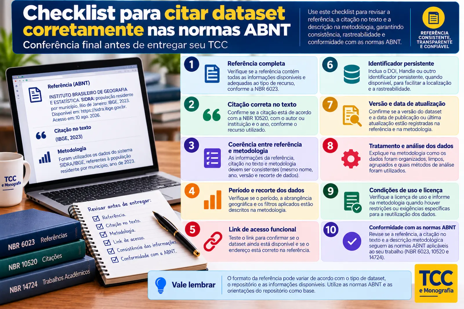 Checklist para citar dataset corretamente nas normas ABNT