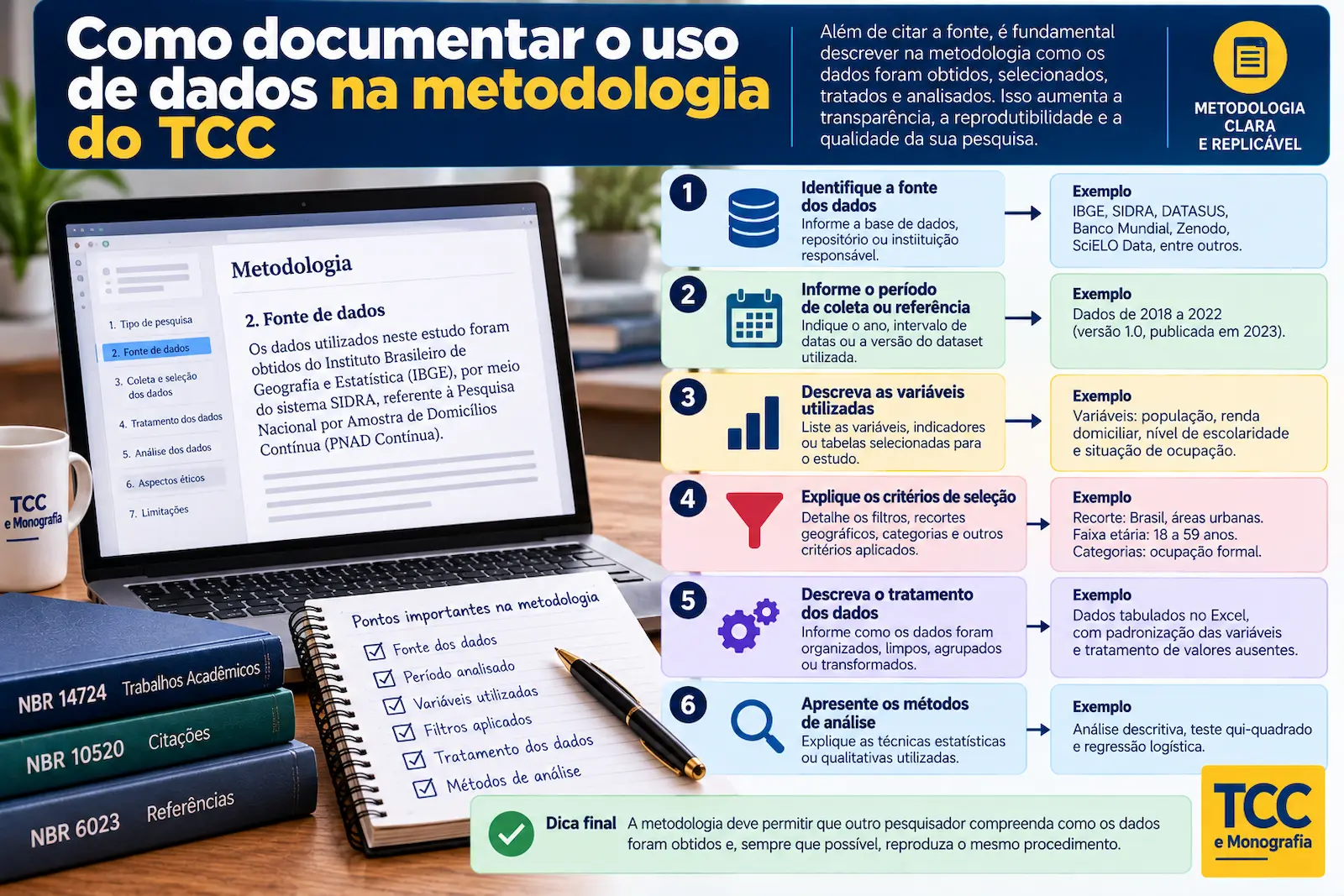 Como documentar o uso de dados na metodologia do TCC