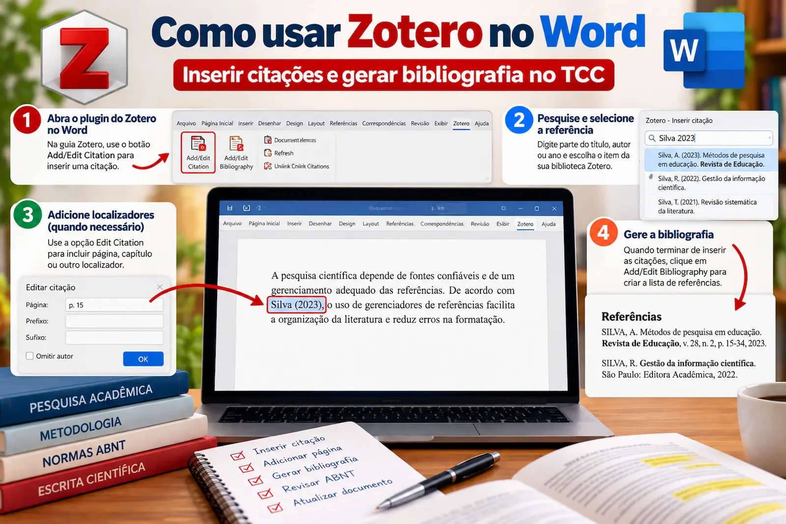 Como usar Zotero no Word para inserir citações e gerar bibliografia no TCC
