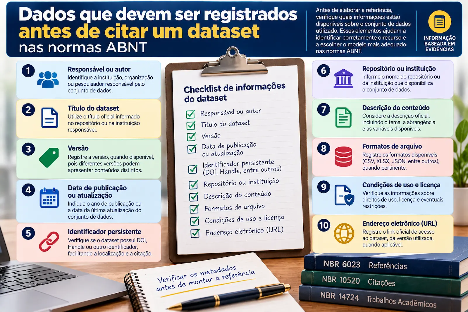 Dados que devem ser registrados antes de citar um dataset nas normas ABNT