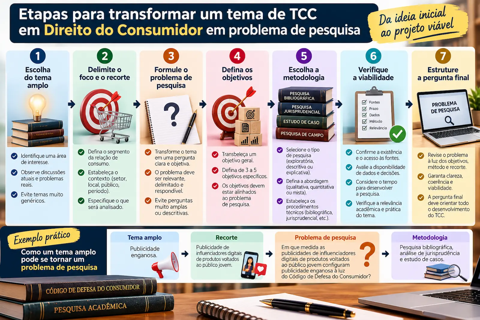 Etapas para transformar um tema de TCC em Direito do Consumidor em problema de pesquisa