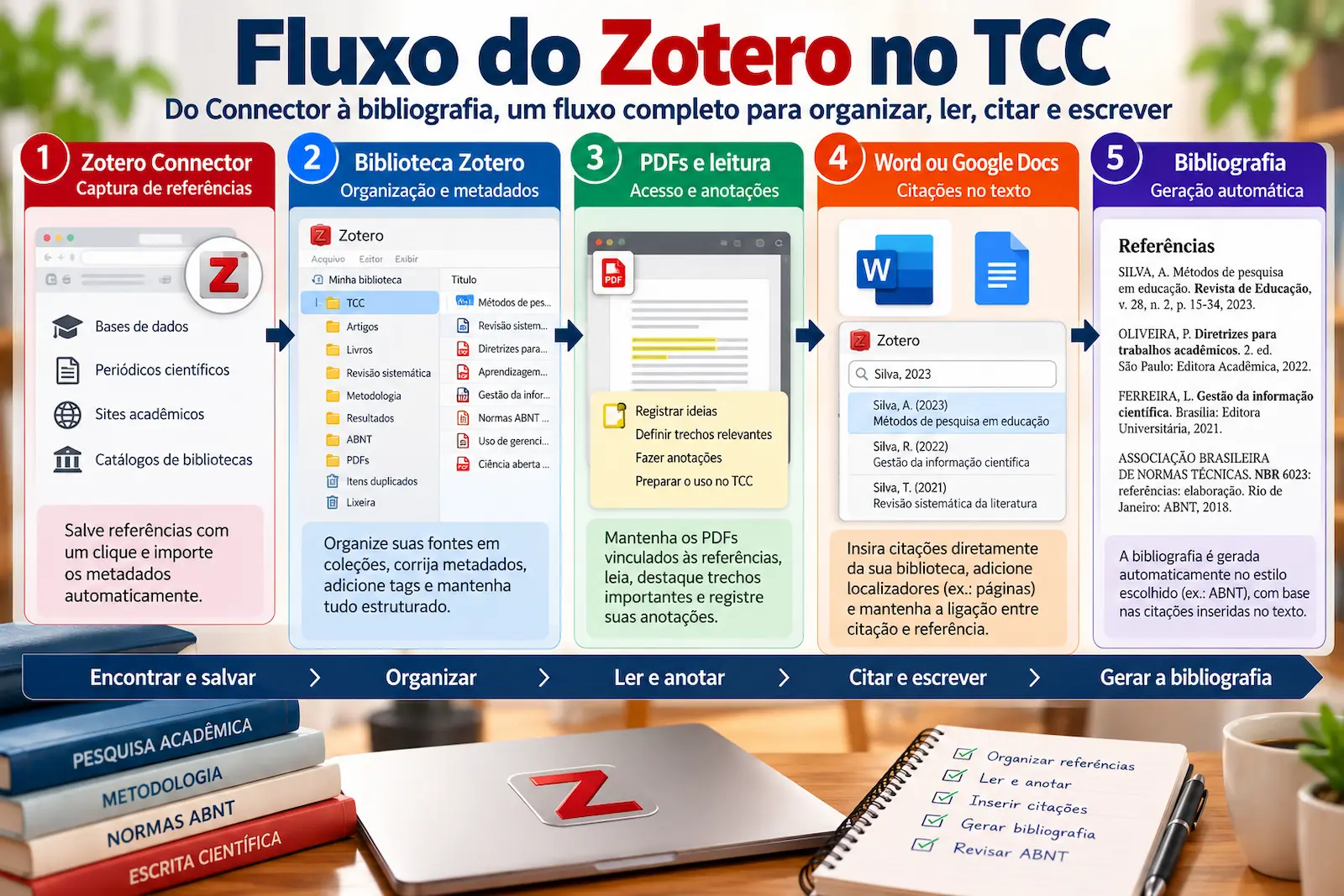 Fluxo do Zotero no TCC do Connector à bibliografia