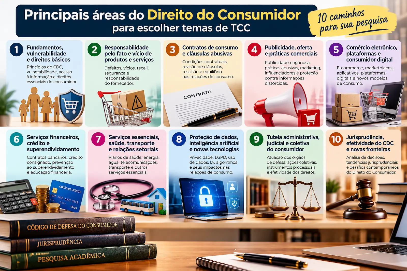 Principais áreas do Direito do Consumidor para escolher temas de TCC